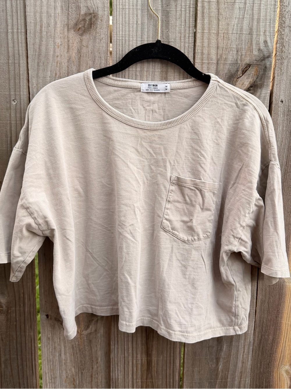 Cotton On Beige Short Sleeve Pocket Tee Size medium
